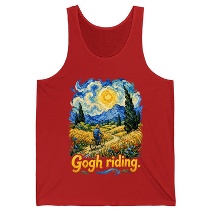 Gogh Riding van gogh art parody Tank Top Red product mockup