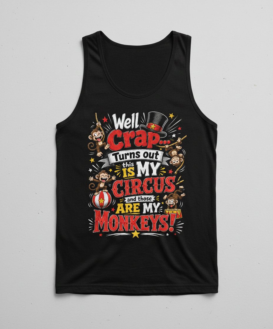 Well Crap Turns Out This IS MY CIRCUS and Those ARE MY Tank Top - product mockup - Black