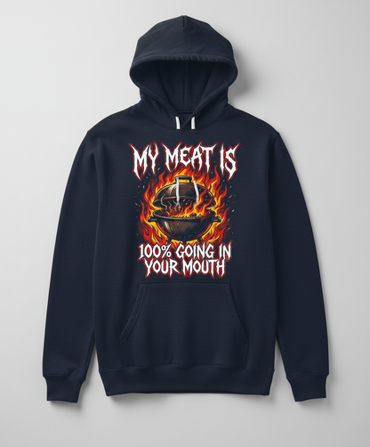 Heavy Metal BBQ My Meat Is 100% Going In Your Mouth Hoodie - Navy