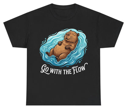 Go WITH THE Flow Funny Capybara Youth T-Shirt - product mockup - Black