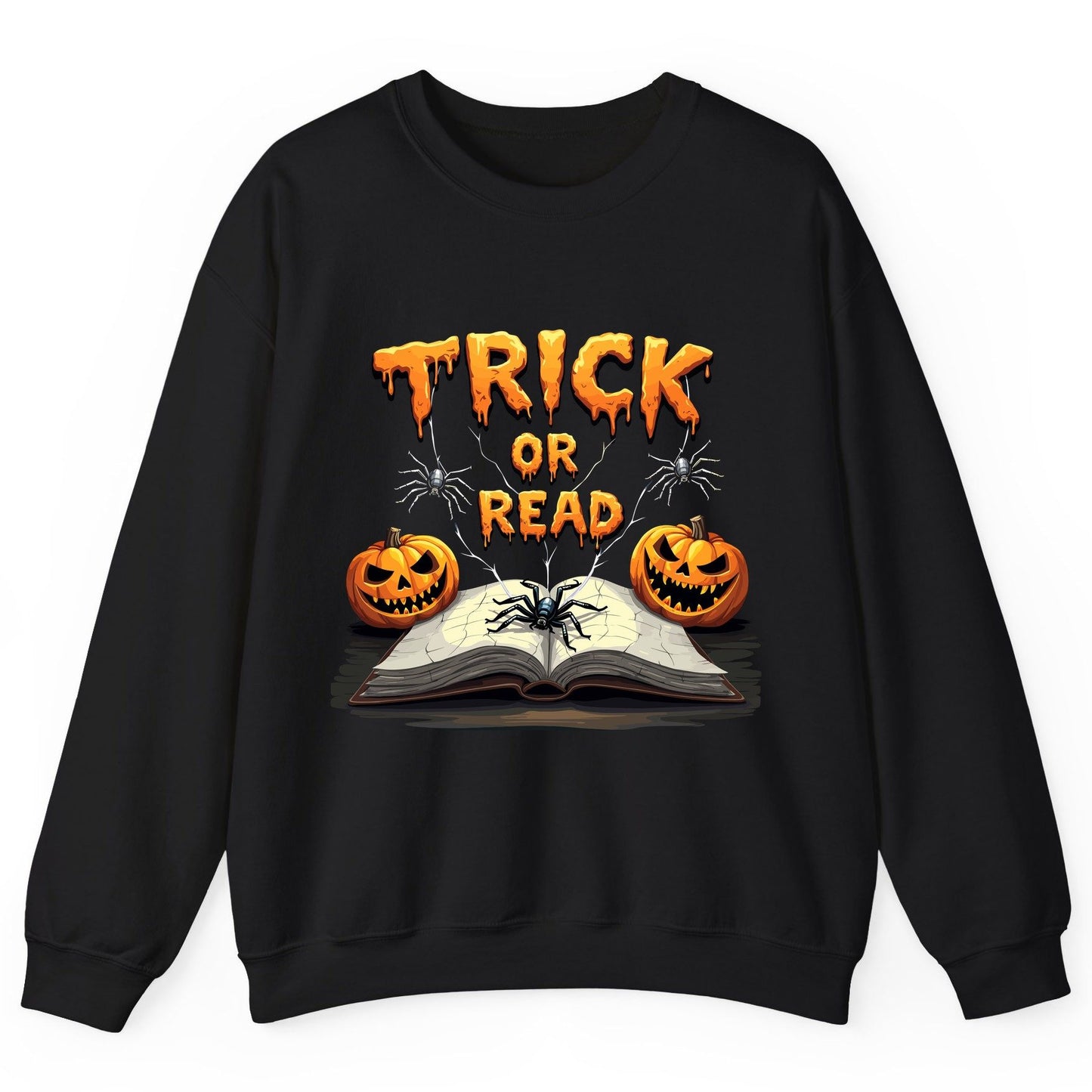 Trick or Read Halloween reading Sweatshirt Black product mockup