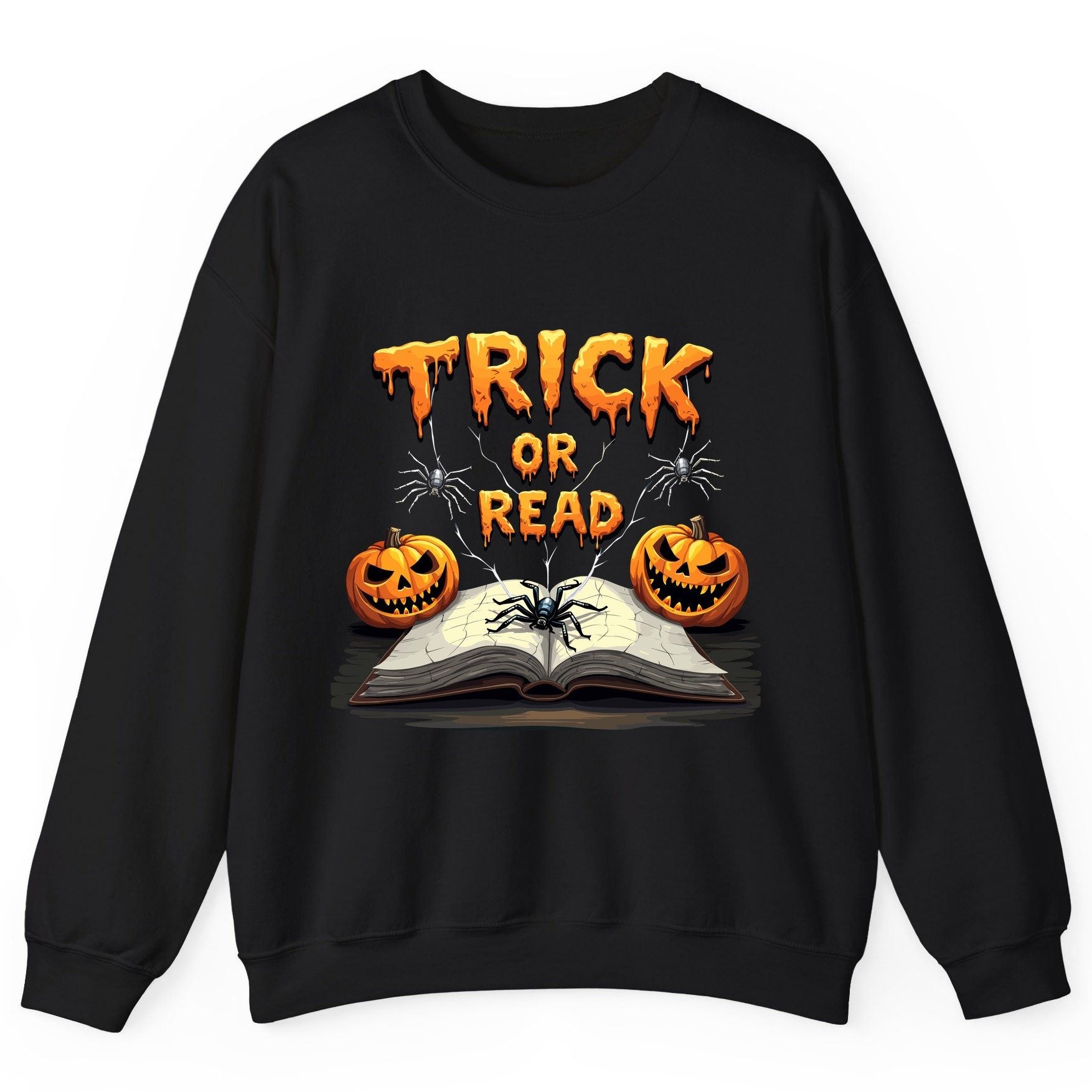 Trick or Read Halloween reading Sweatshirt Black product mockup