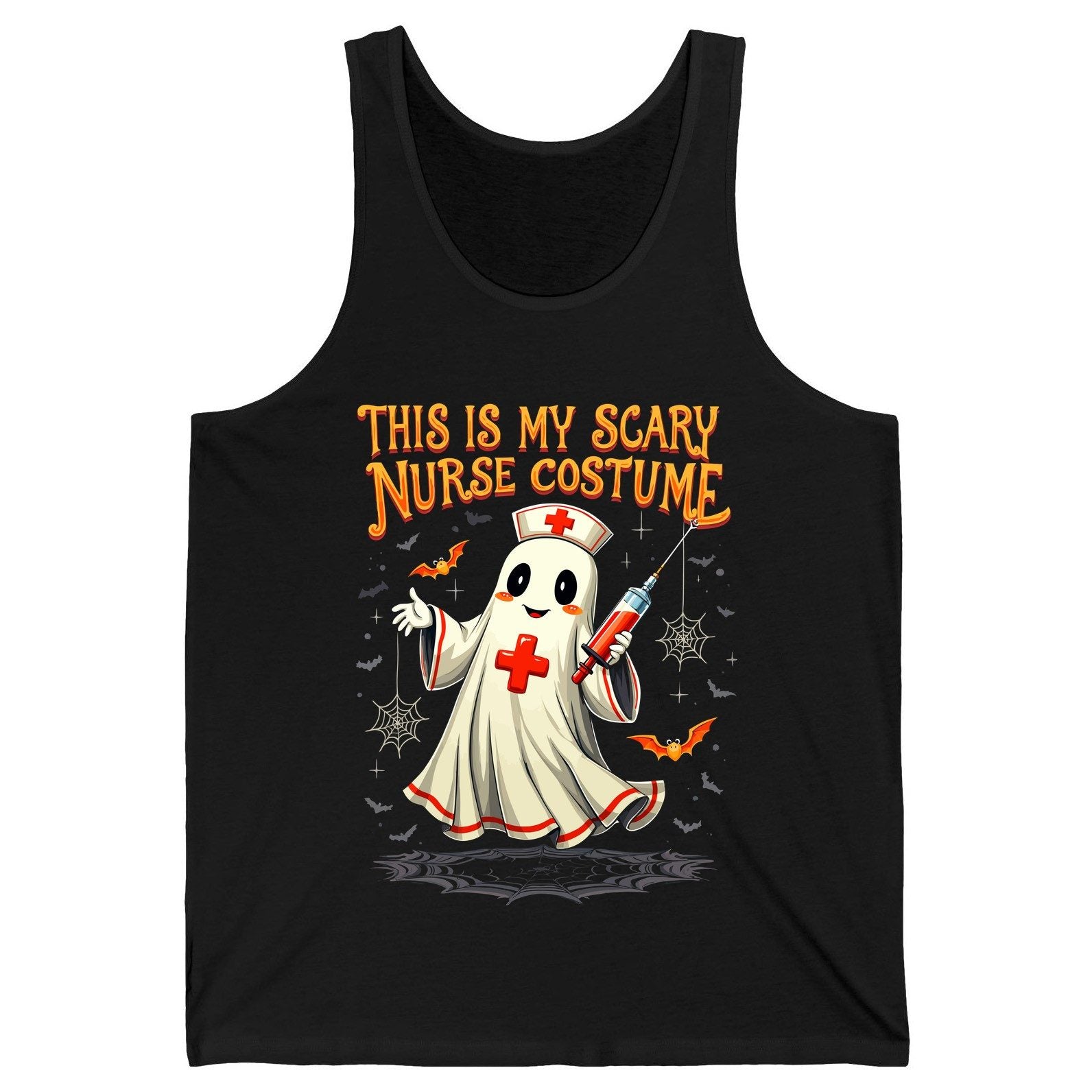 This Is My Scary Nurse Costume Halloween ghost nurse Tank Top Black product mockup