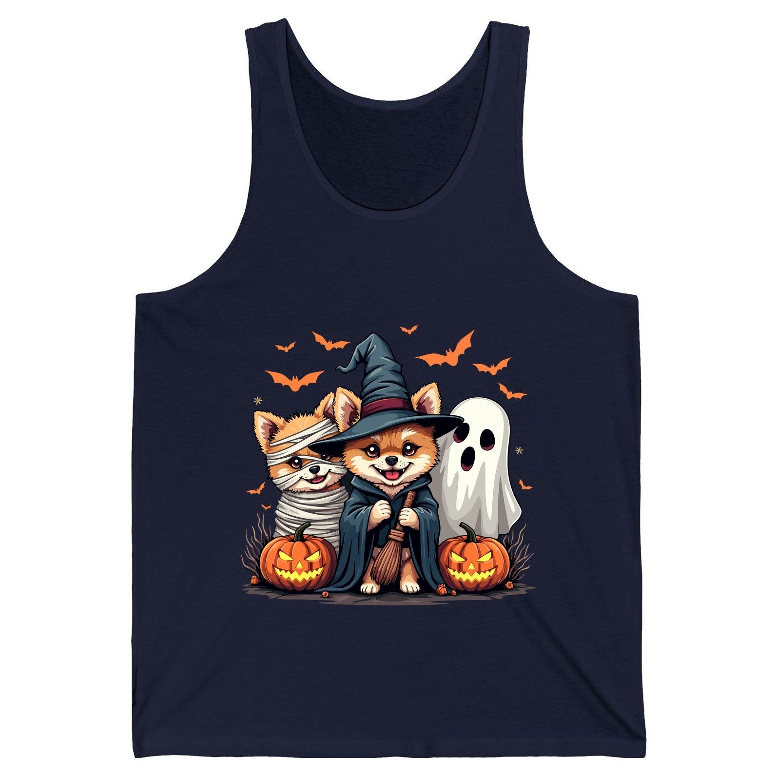 Cute Halloween Corgi Dogs Halloween corgis Tank Top Navy product mockup
