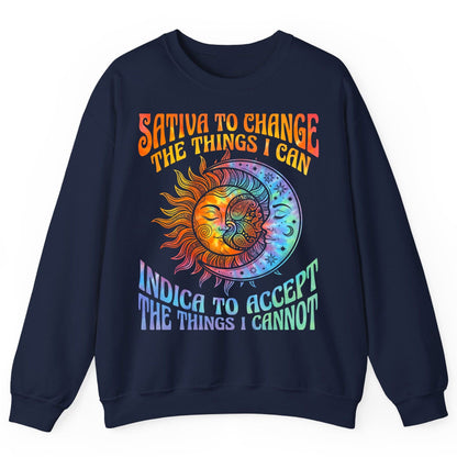SATIVA TO CHANGE THE THINGS I CAN INDICA TO ACCEPT Sweatshirt - product mockup - Navy