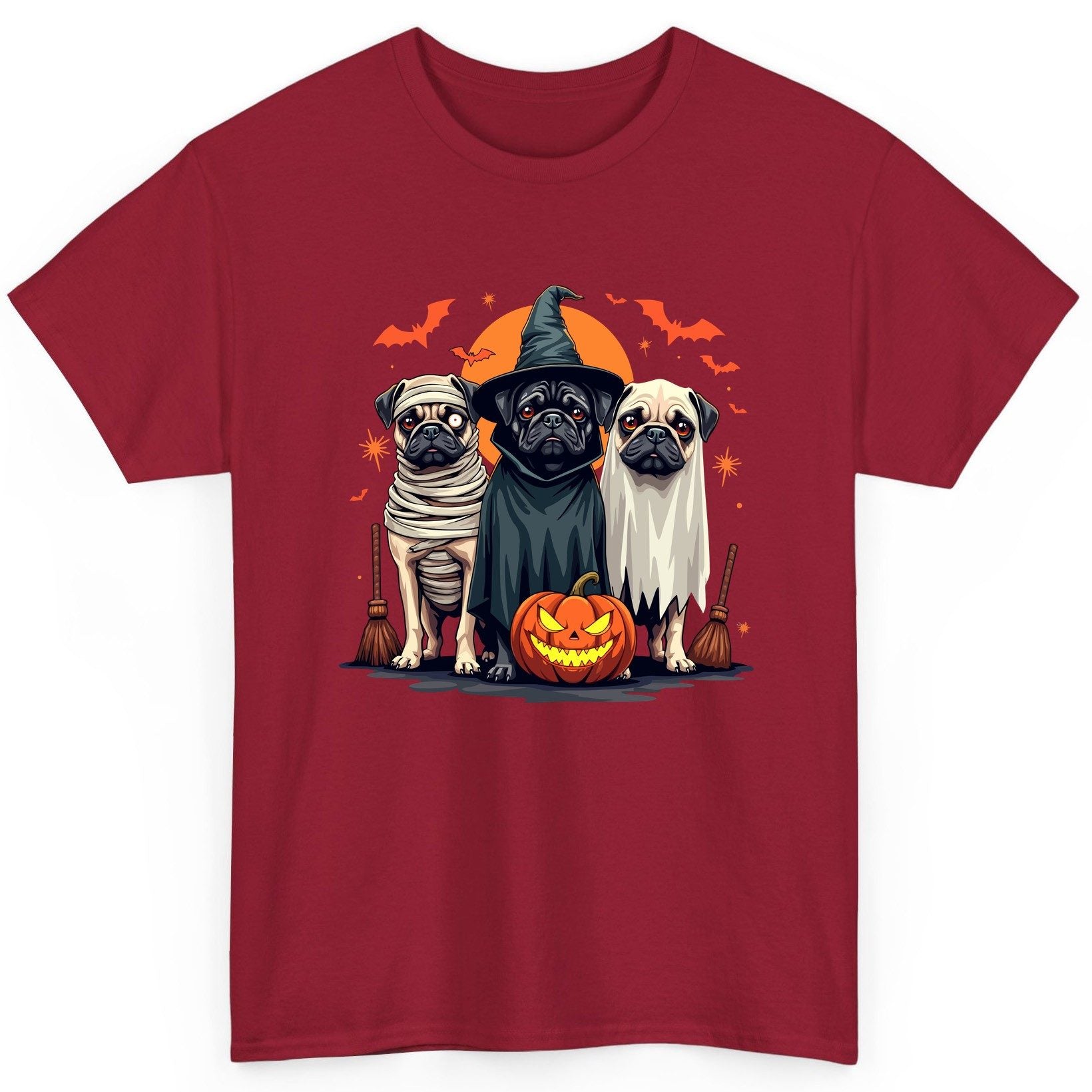 Halloween Pugs Costumes pugs T-Shirt Cardinal Red product mockup