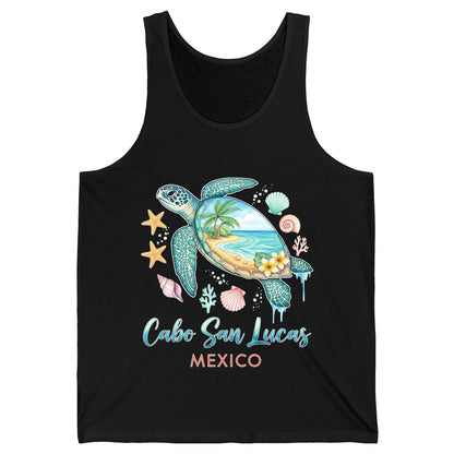 Cabo San Lucas Mexico sea turtle Tank Top Black product mockup