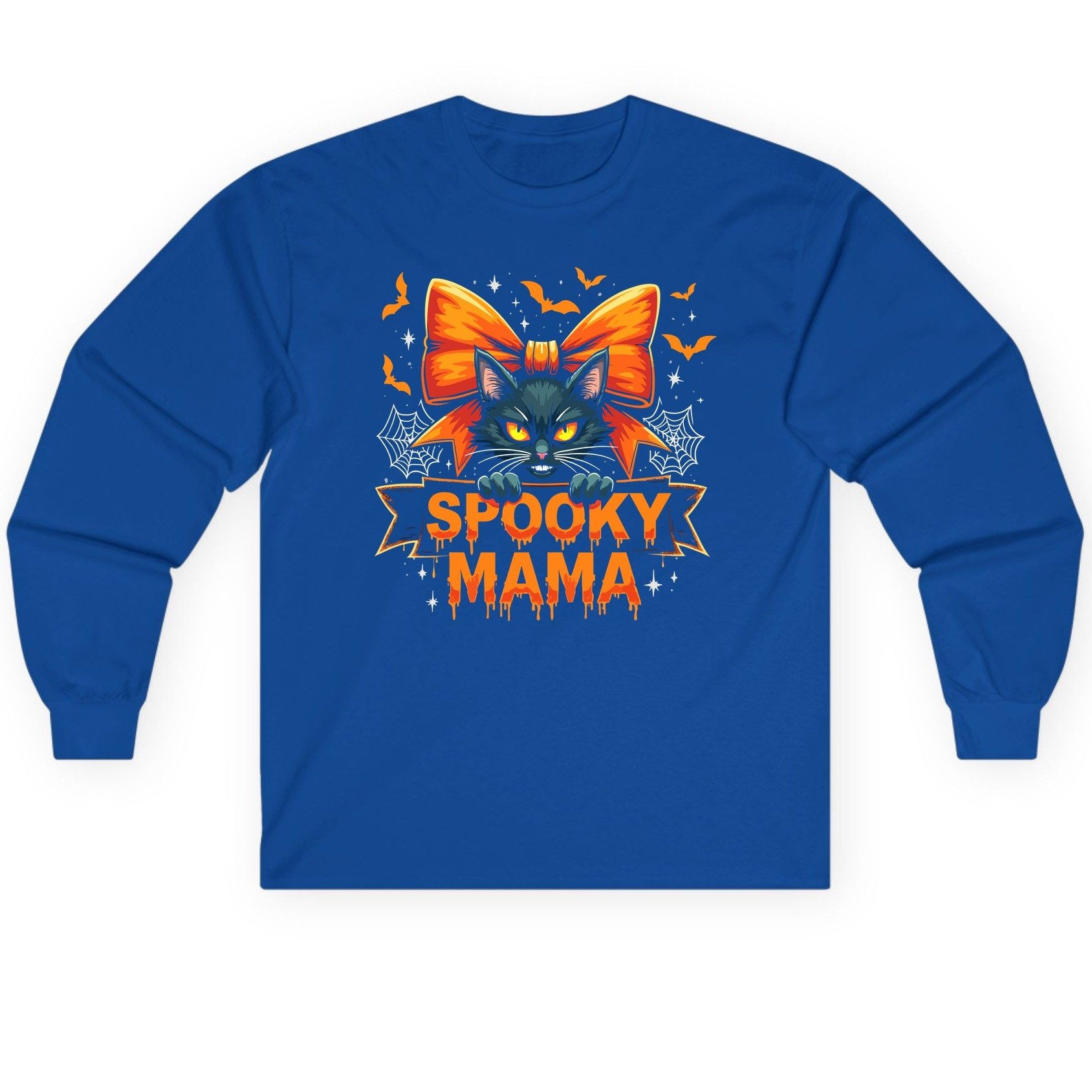 Spooky Mama black cat Long Sleeve Tee Royal product mockup