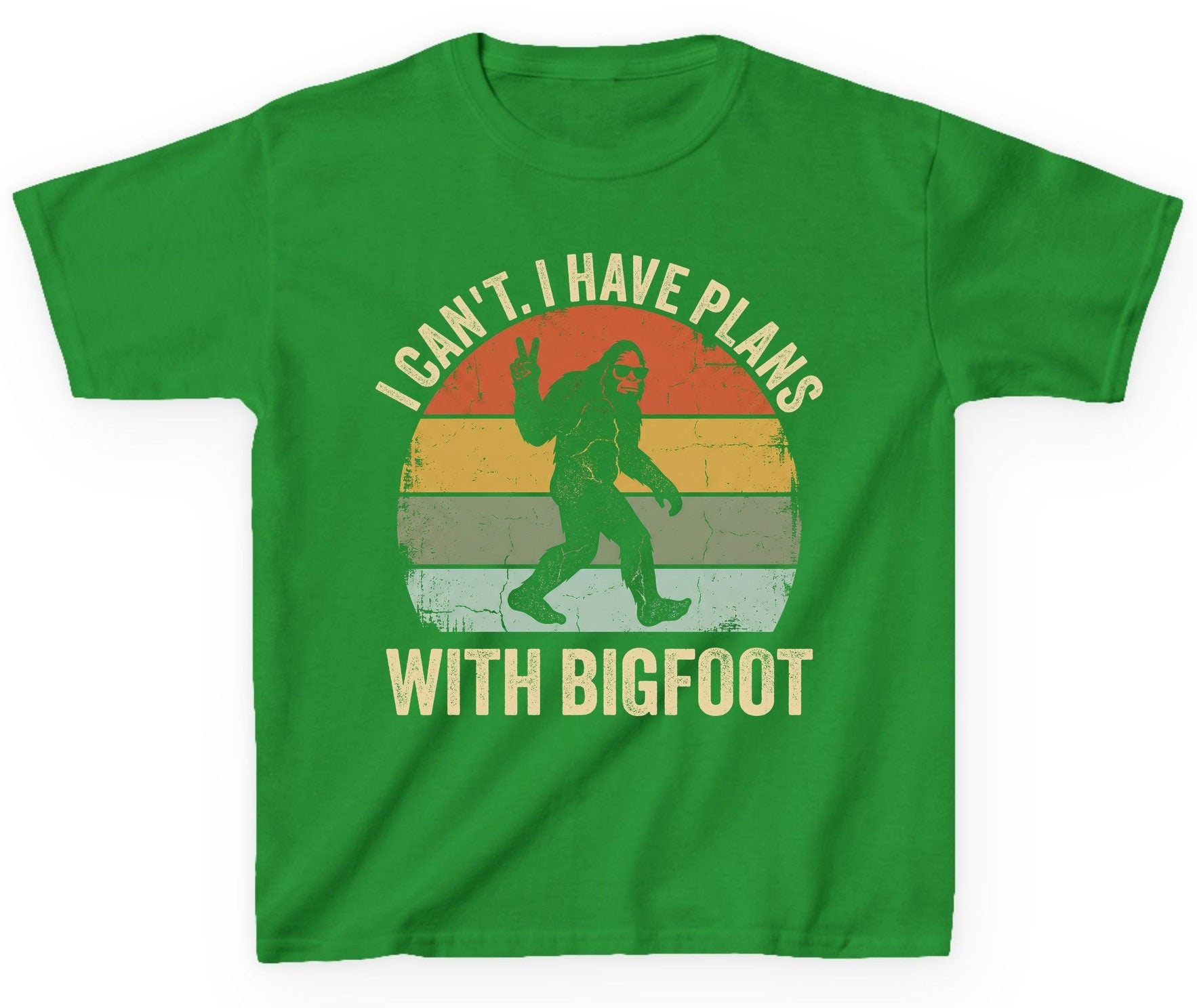 I Can't I Have Plans with Bigfoot bigfoot Youth T-Shirt Irish Green product mockup