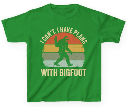 I Can't I Have Plans with Bigfoot bigfoot Youth T-Shirt Irish Green product mockup