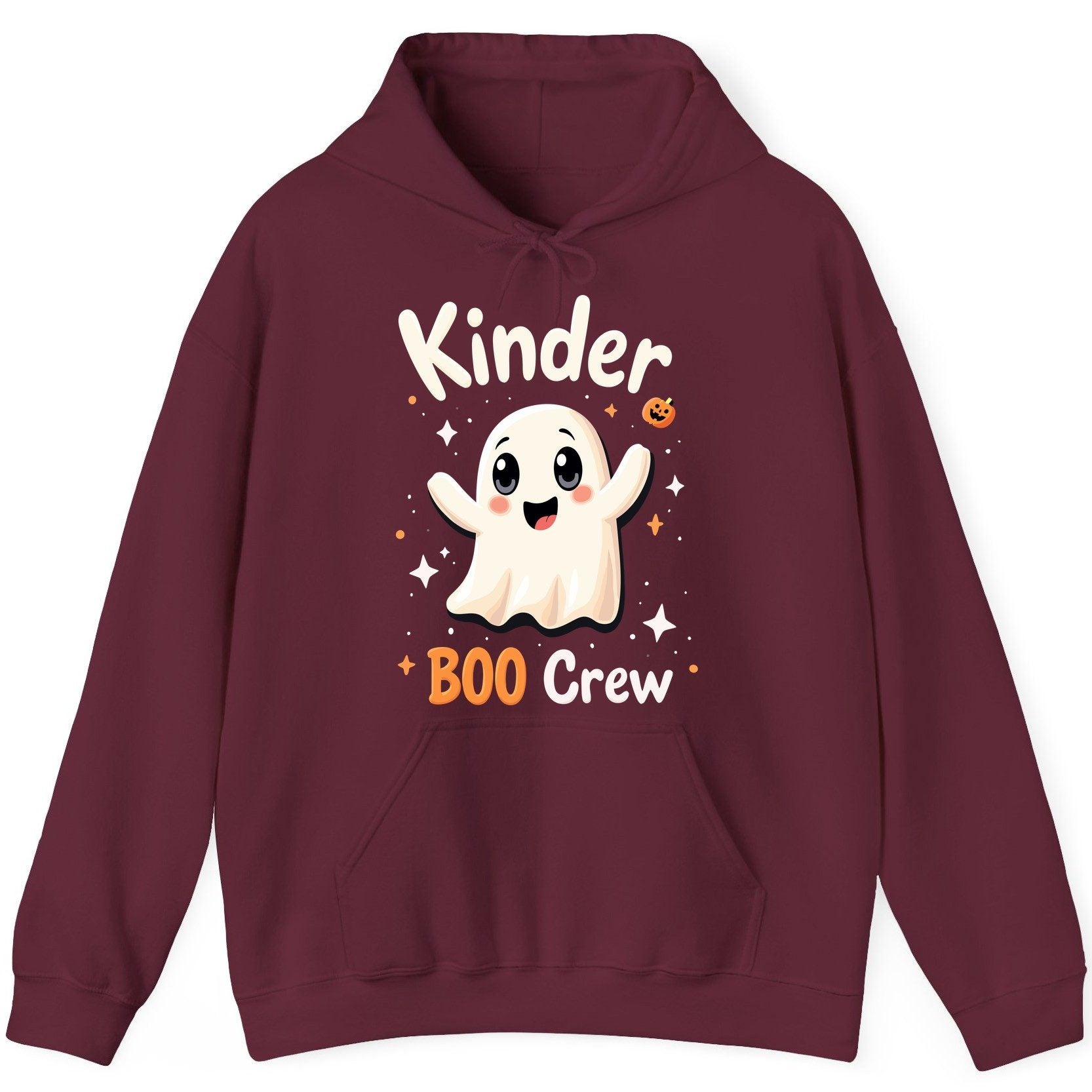Kinder Boo Crew cute ghost Hoodie Maroon product mockup