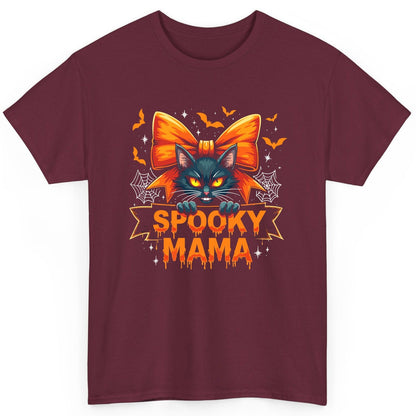 Spooky Mama black cat T-Shirt Maroon product mockup