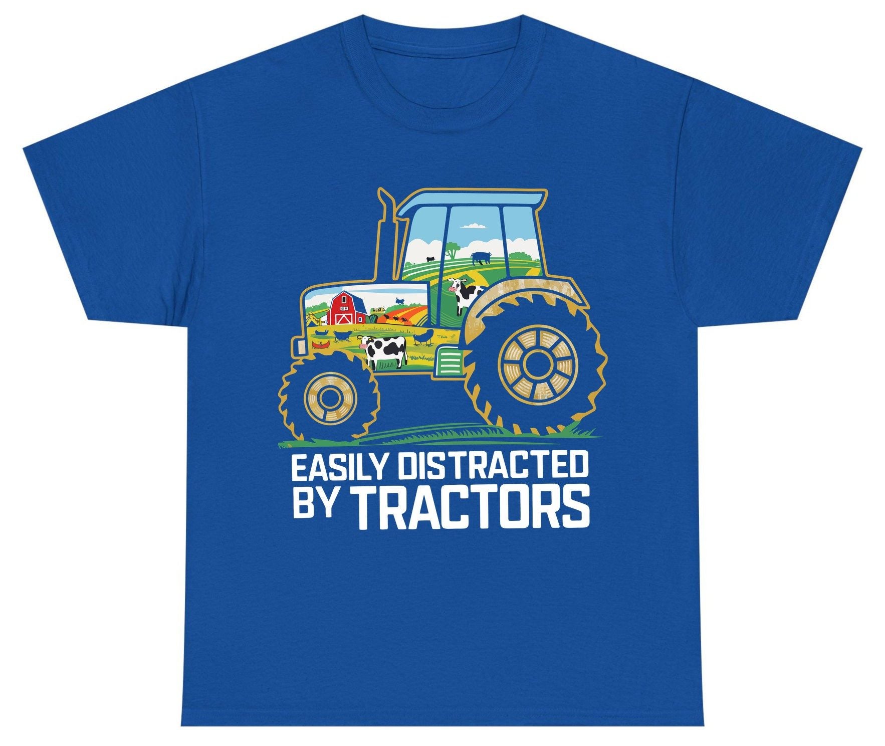 Easily Distracted by Tractors farming Youth T-Shirt Royal product mockup