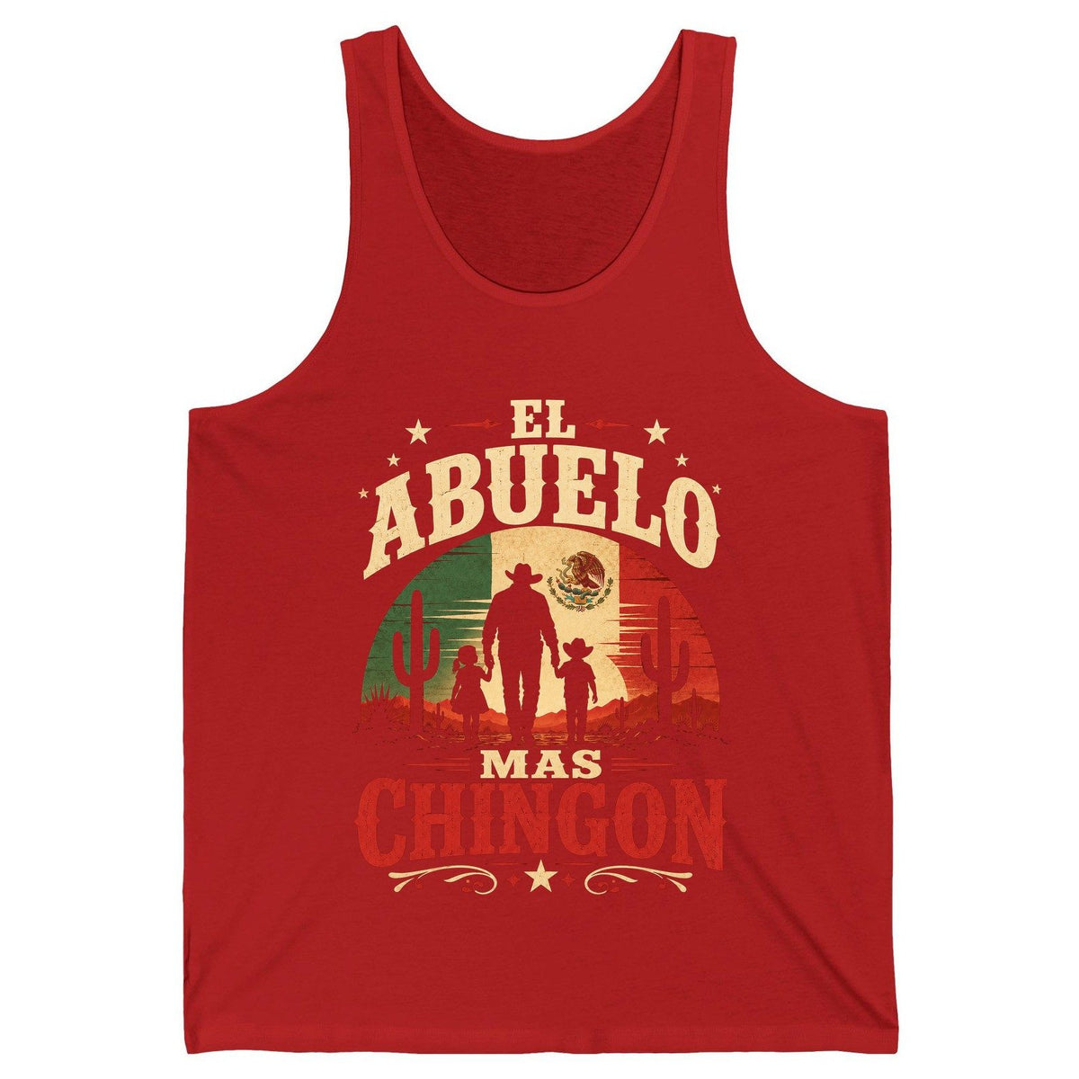 El Abuelo Mas Chingon mexican grandfather Tank Top Red product mockup