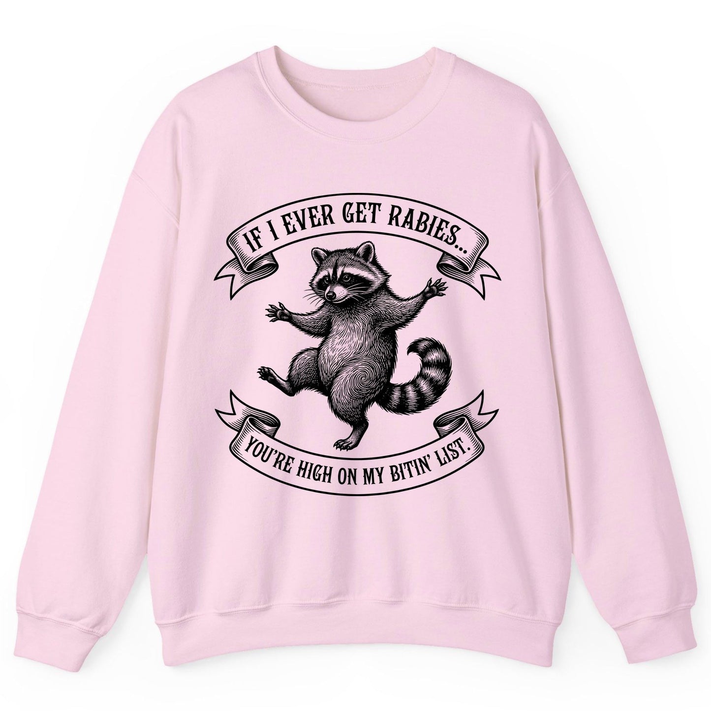 Subtle Raccoon Sketch raccoon Sweatshirt Light Pink product mockup