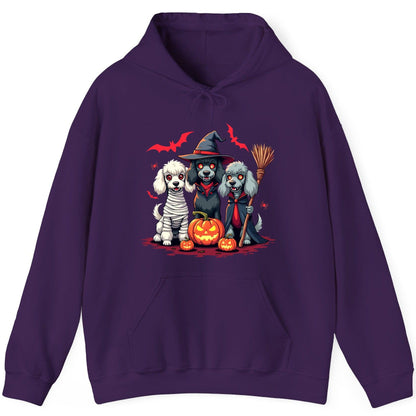 Spooky Poodle Trio Halloween dogs Hoodie Purple product mockup