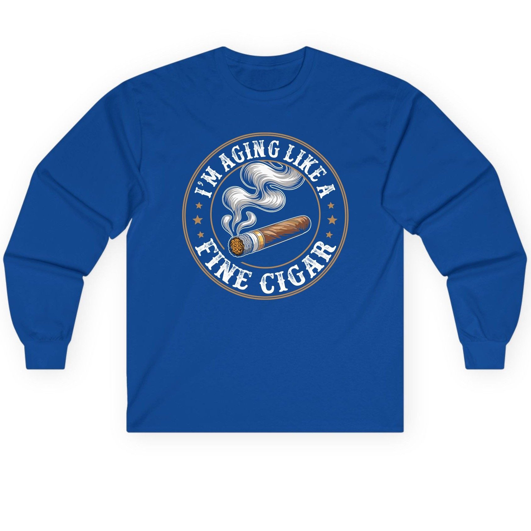 I'm Aging Like a Fine Cigar cigar smoking Long Sleeve Tee Royal product mockup