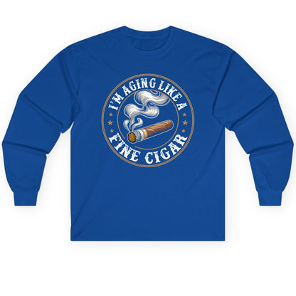 I'm Aging Like a Fine Cigar cigar smoking Long Sleeve Tee Royal product mockup