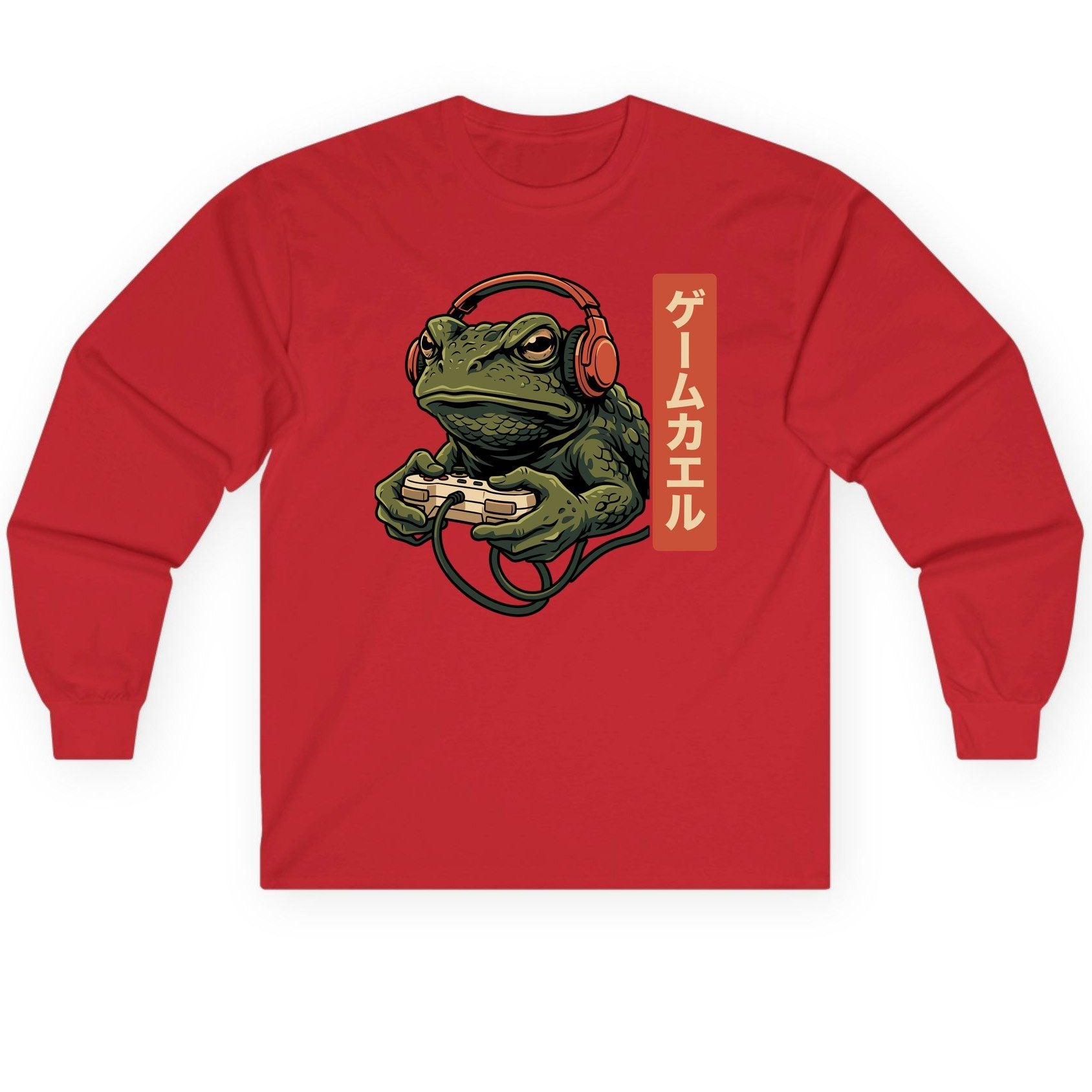 ゲームカエル gaming toad Long Sleeve Tee Red product mockup