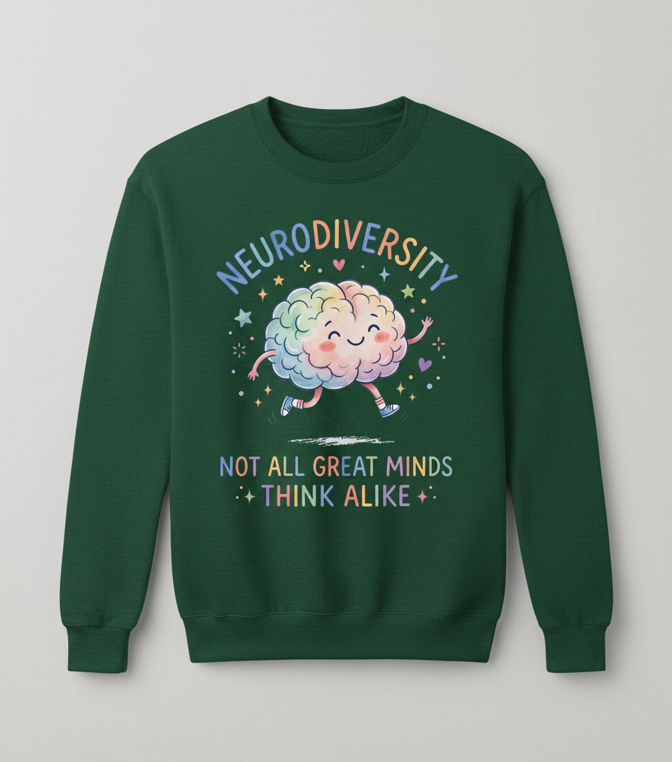 Neurodiversity Not All Great Minds Think Alike Sweatshirt - Forest Green