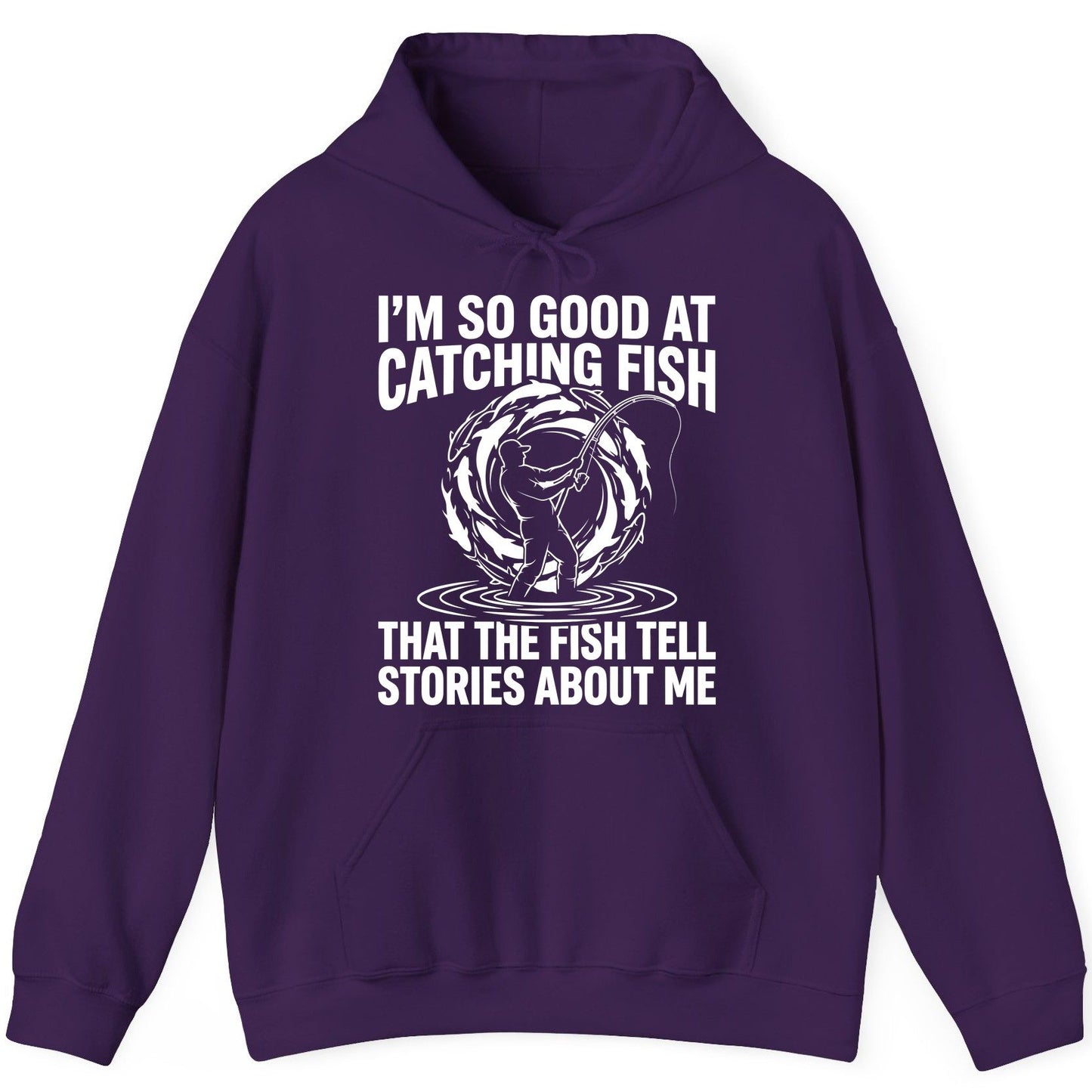 I'm So Good at Catching Fish That the Fish Tell Stories About Me fishing Hoodie Purple product mockup