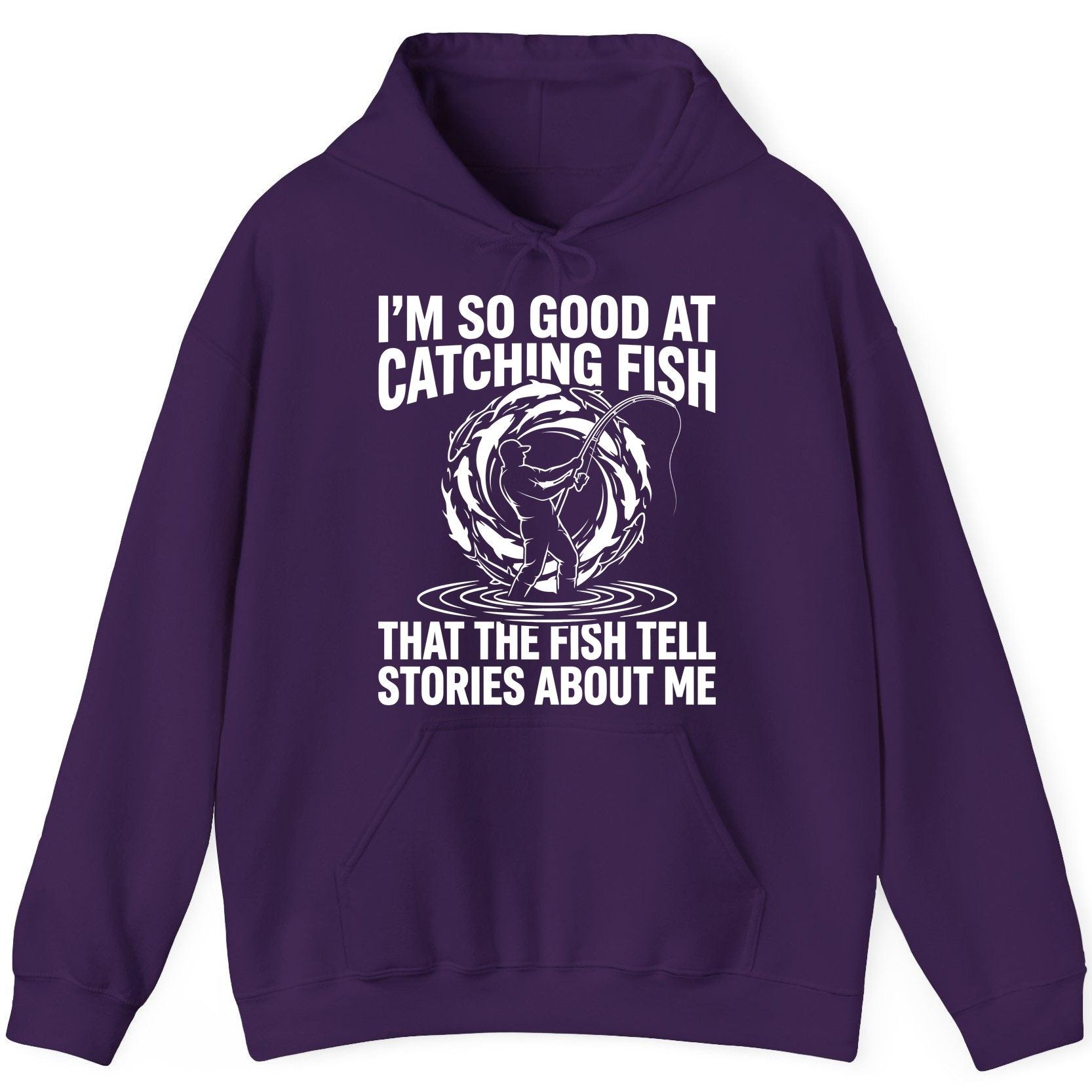 I'm So Good at Catching Fish That the Fish Tell Stories About Me fishing Hoodie Purple product mockup