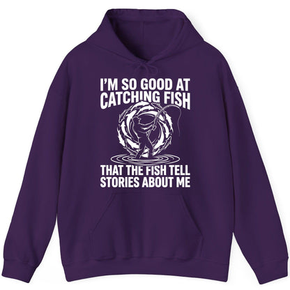 I'm So Good at Catching Fish That the Fish Tell Stories About Me fishing Hoodie Purple product mockup