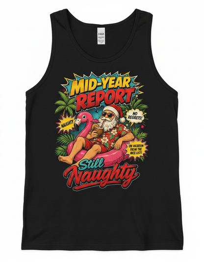 Santa's Mid-Year Report Naughty Vacation Tank Top - Black