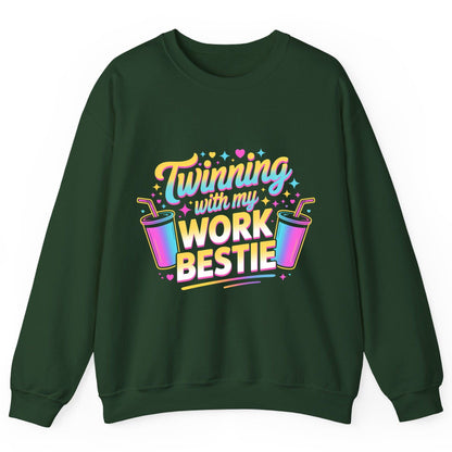 Twinning with My Work Bestie work friendship Sweatshirt Forest Green product mockup