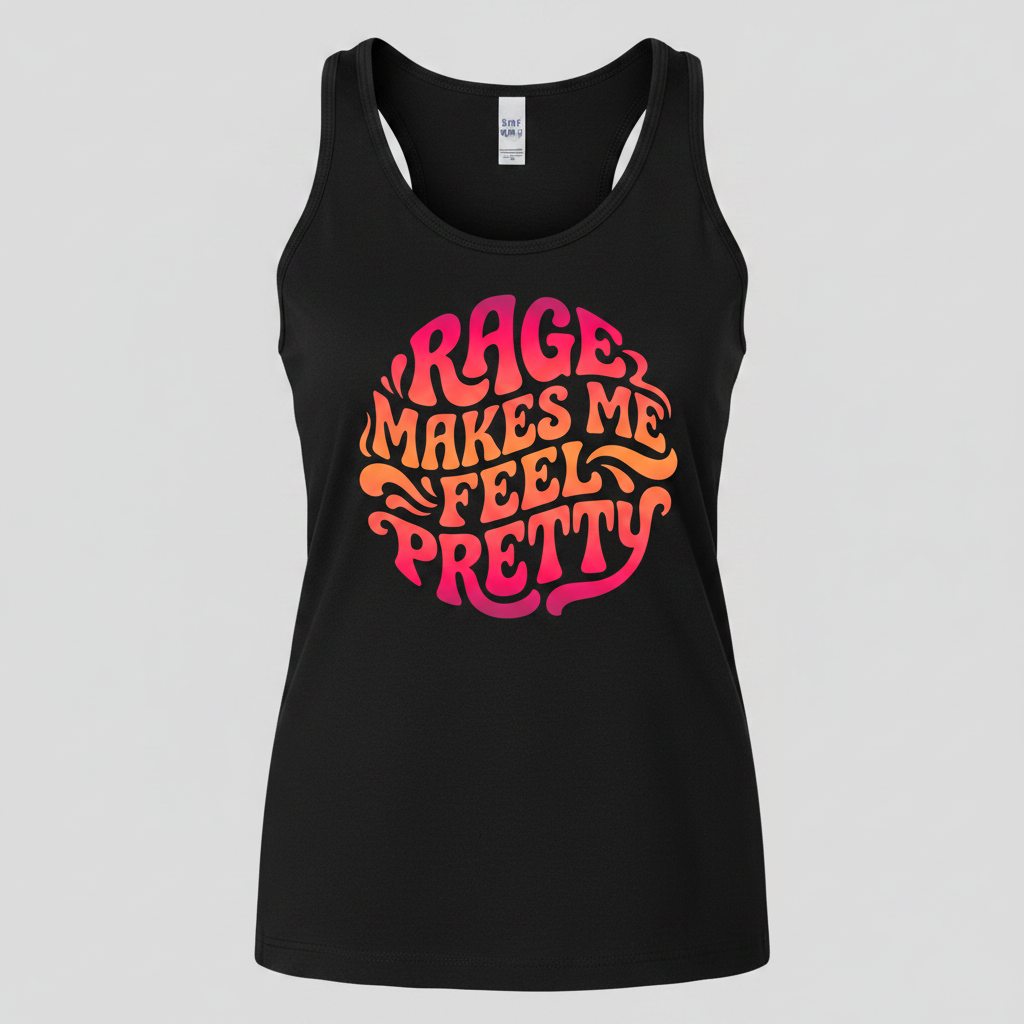 Rage Makes Me Feel Pretty Retro 70s Typography Tank Top - Black