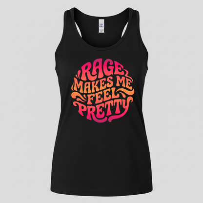 Rage Makes Me Feel Pretty Retro 70s Typography Tank Top - Black