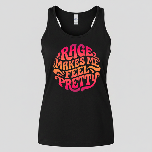 Rage Makes Me Feel Pretty Retro 70s Typography Tank Top - Black