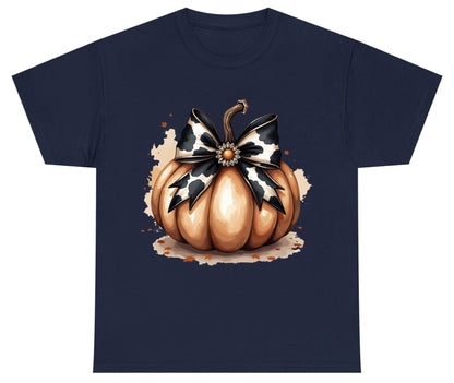 Cow Print Bow Pumpkin pumpkin Youth T-Shirt Navy product mockup