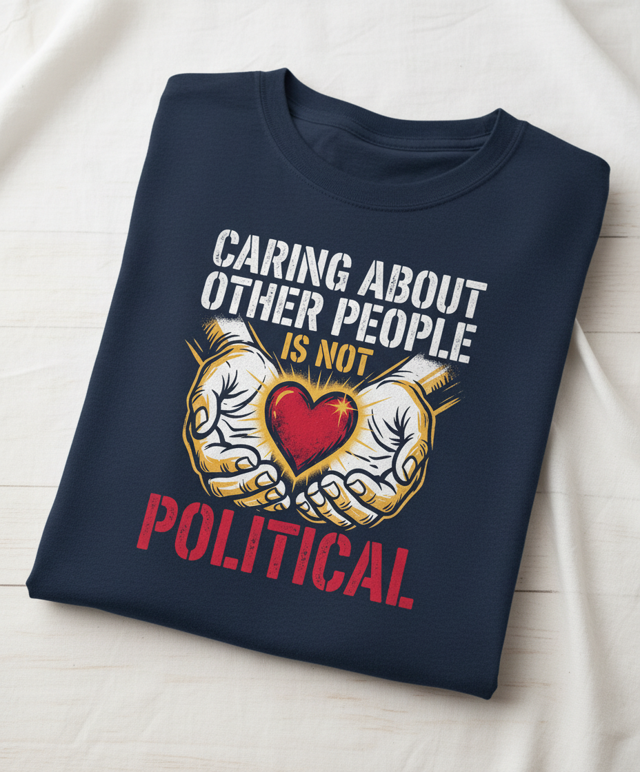 Caring About Other People Is Not Political Empathy Design T-Shirt - Navy
