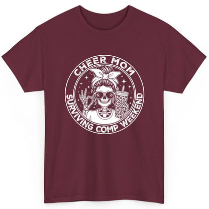 Cheer Mom Surviving Comp Weekend cheer mom T-Shirt Maroon product mockup