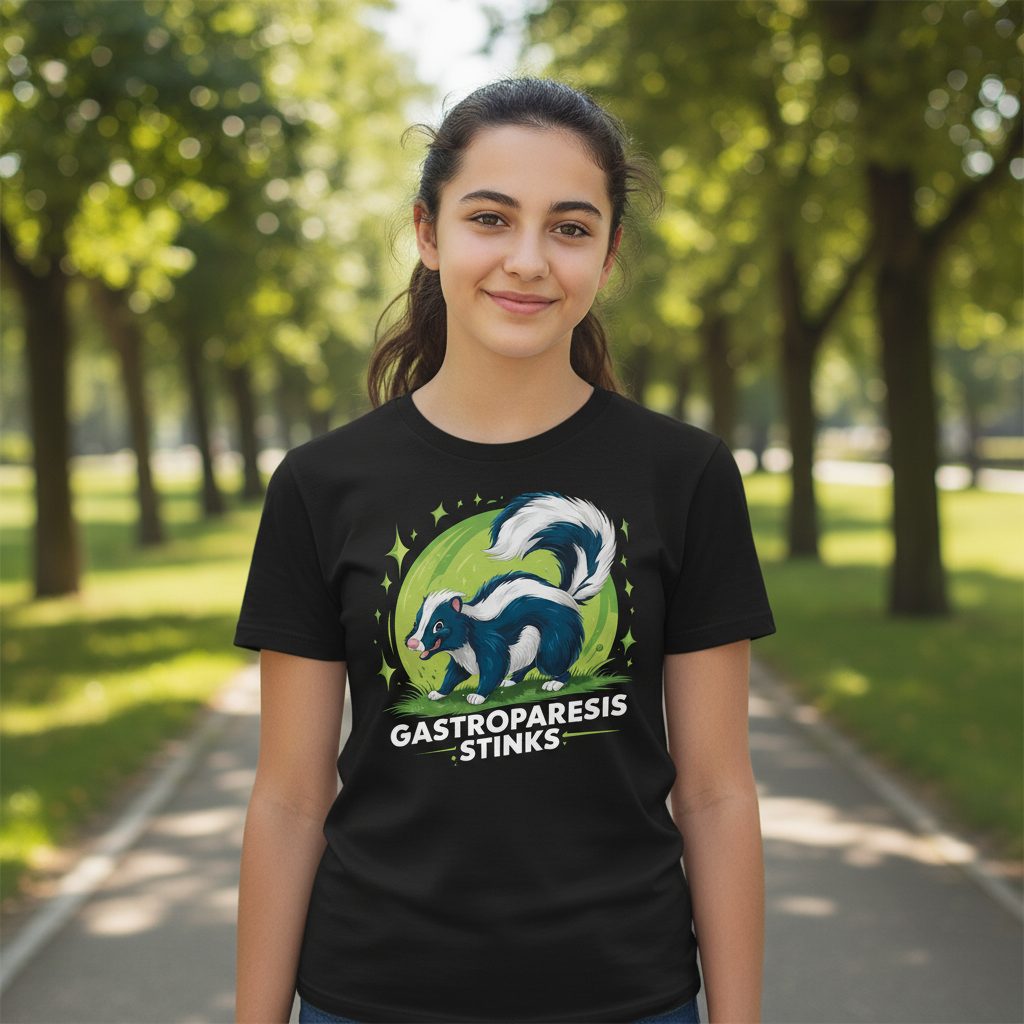 Gastroparesis Stinks gastroparesis awareness Youth T-Shirt Black lifestyle mockup