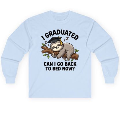 I Graduated Funny Sloth Long Sleeve Tee - product mockup - Light Blue