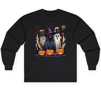 Halloween Dogs in Costume Halloween dogs Long Sleeve Tee Black product mockup