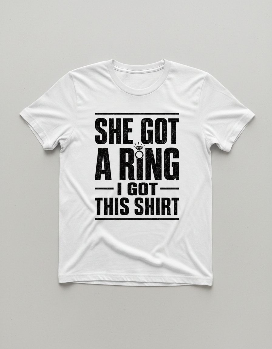 She Got a Ring I Got This Shirt Funny Bachelorette Party T-Shirt - product mockup - White