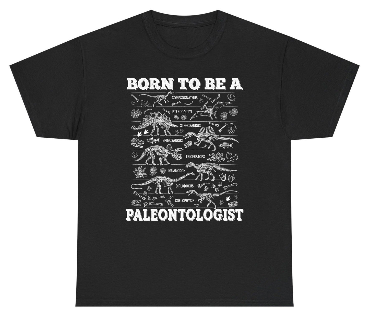 Born to Be a Paleontologist dinosaur skeletons Youth T-Shirt Black product mockup