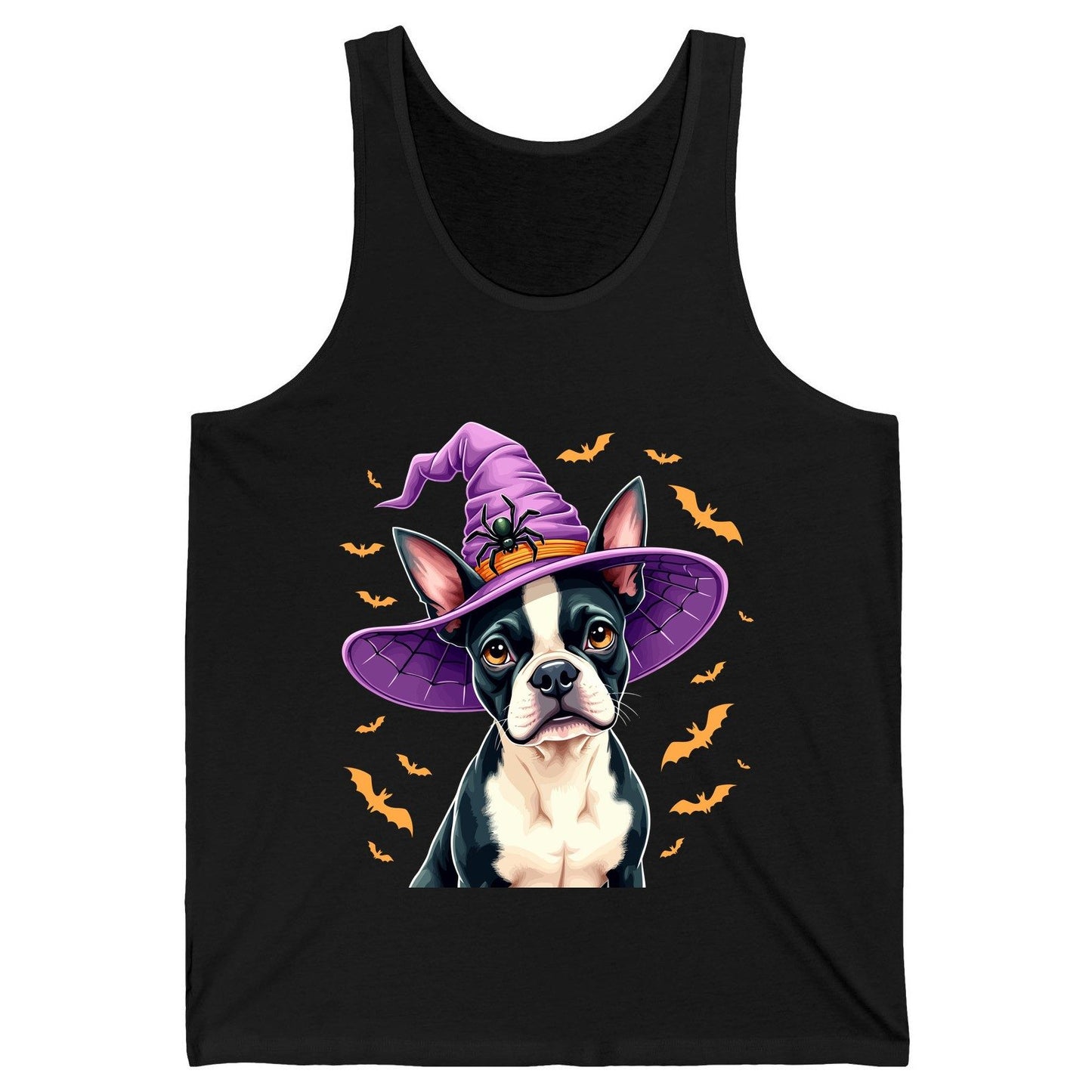 Halloween Boston Terrier Witch boston terrier Tank Top Black product mockup