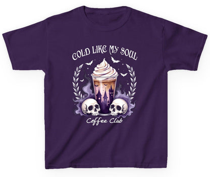 Cold Like My Soul Coffee Club gothic iced coffee Youth T-Shirt Purple product mockup