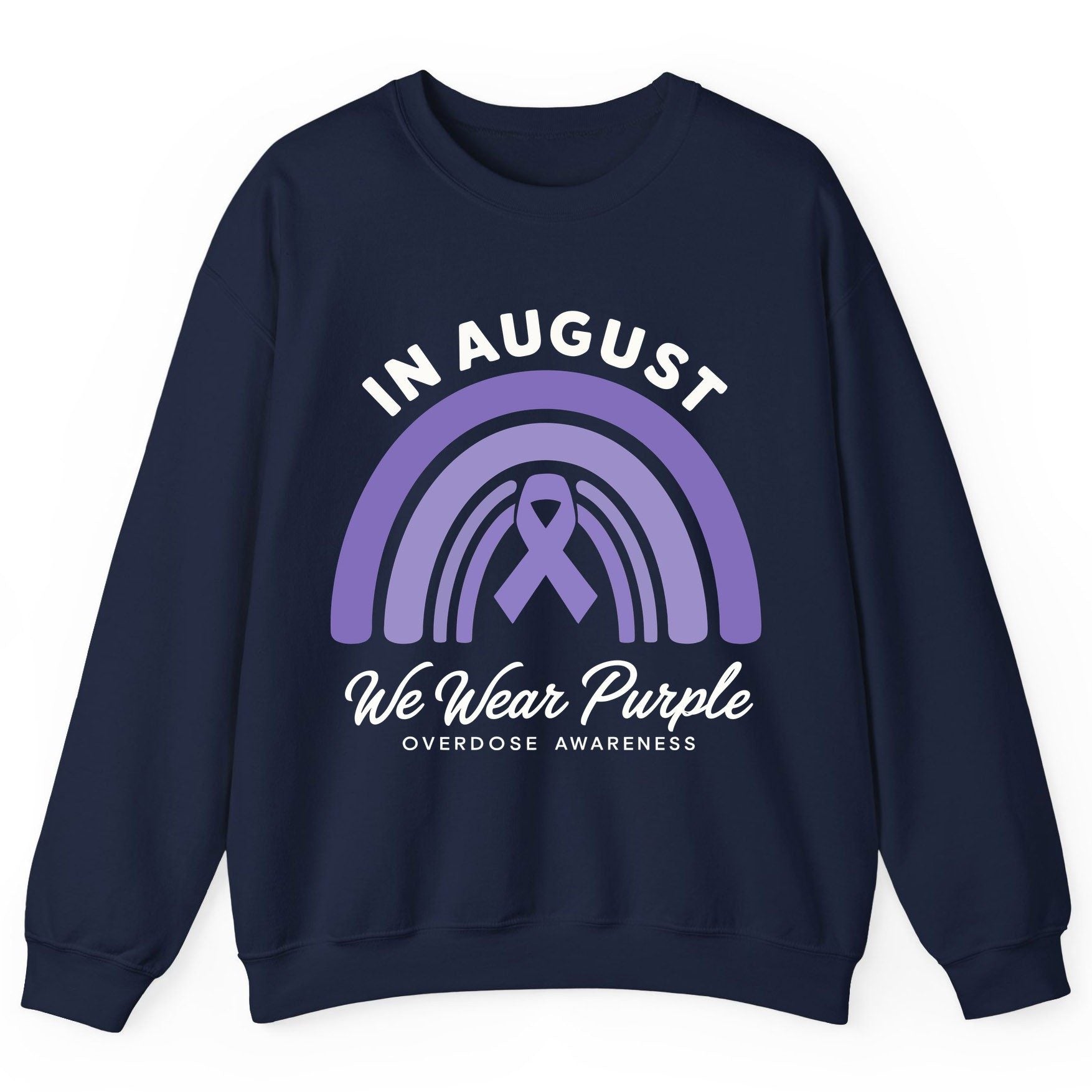 In August We Wear Purple Overdose Awareness overdose awareness Sweatshirt Navy product mockup