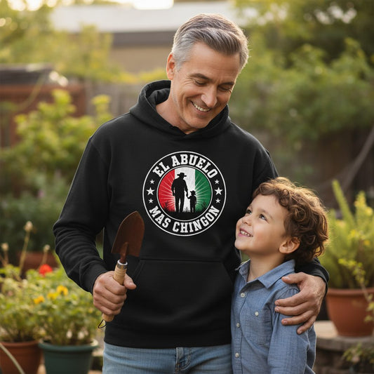 El Abuelo Mas Chingon mexican grandfather Hoodie Black lifestyle mockup