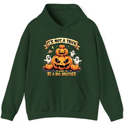 It's Not a Trick I'm Going to Be a Big Brother Halloween pregnancy announcement Hoodie Forest Green product mockup