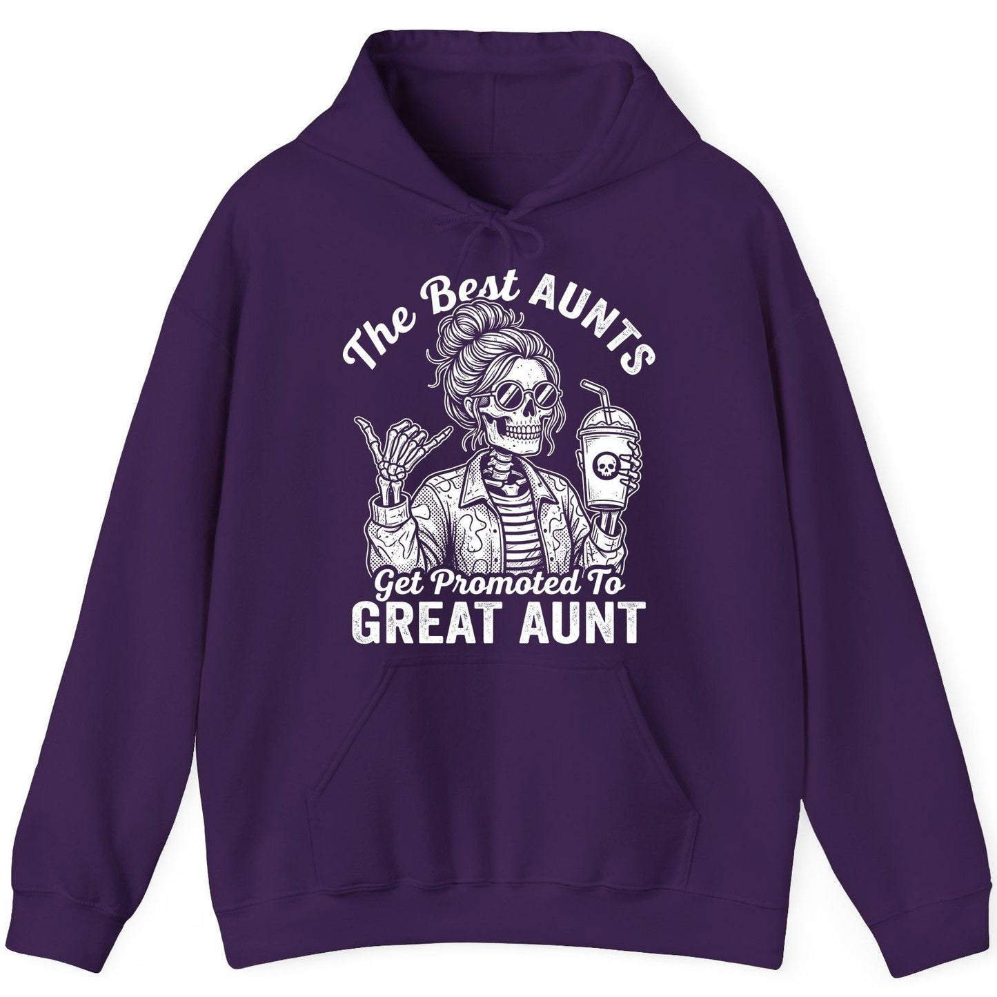 The Best Aunts Get Promoted to GREAT AUNT Funny Announcement Hoodie - product mockup - Purple