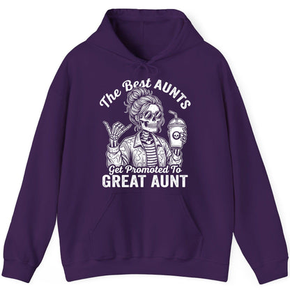 The Best Aunts Get Promoted to GREAT AUNT Funny Announcement Hoodie - product mockup - Purple
