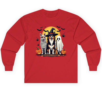 Halloween Dogs in Costumes Halloween dogs Long Sleeve Tee Red product mockup