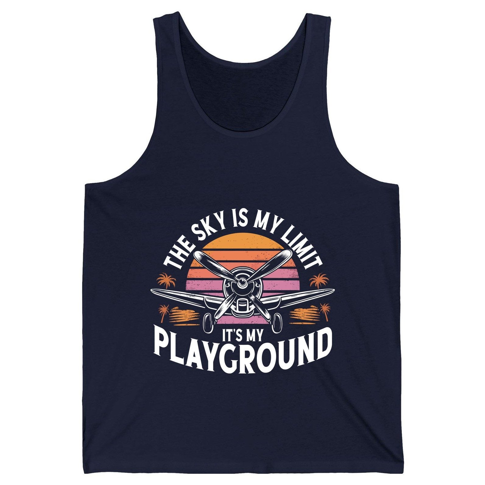 The Sky Is My Limit It's My Playground aviation Tank Top Navy product mockup