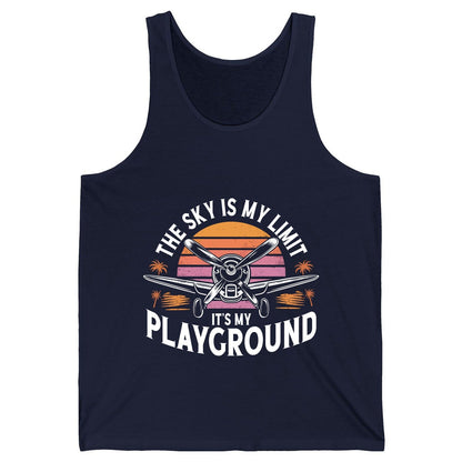 The Sky Is My Limit It's My Playground aviation Tank Top Navy product mockup
